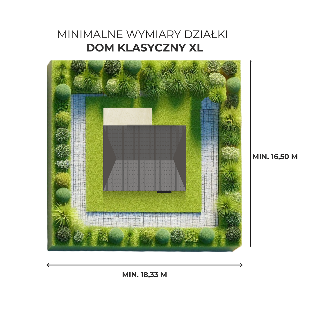 Minimalny wymiar działki dla domu Dom Klasyczny XL